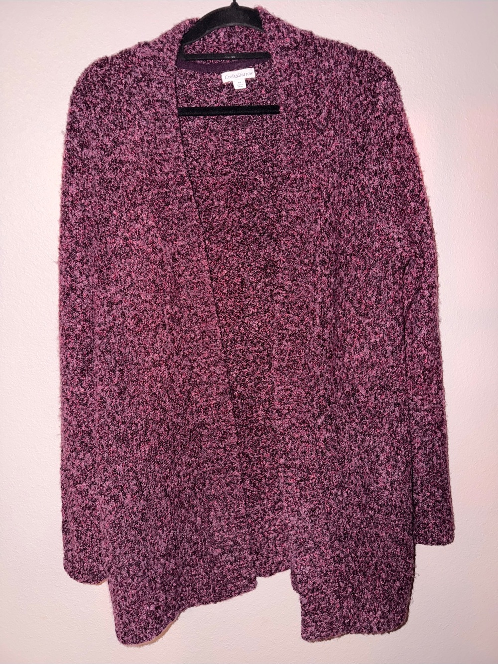 croft & barrow Pink and Black Marled Open Cardigan